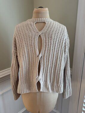Pink Rose Tan Crisscross Back Sweater - Size M